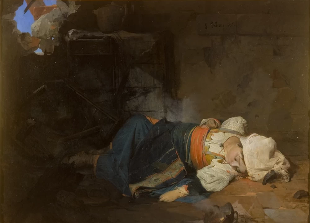 La Trasteverina uccisa da una bomba. soggetto di genere - Palazzo delle Belle Arti, Roma